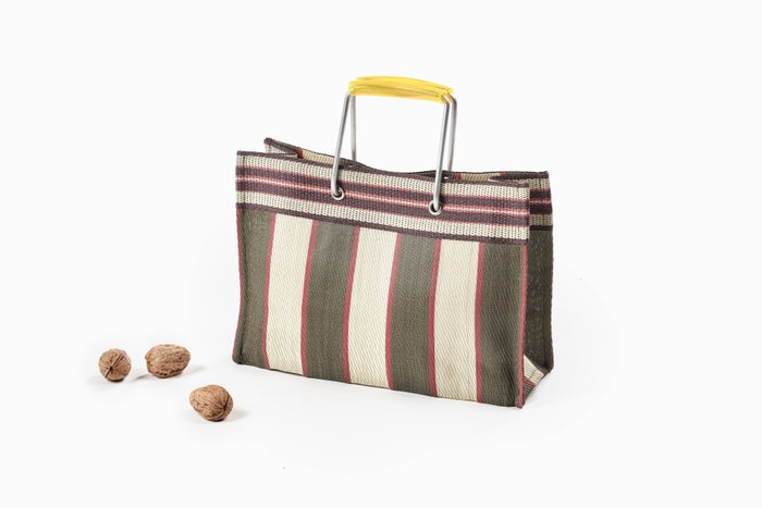 BAG BADA METAL HANDLE GREEN AND WHITE