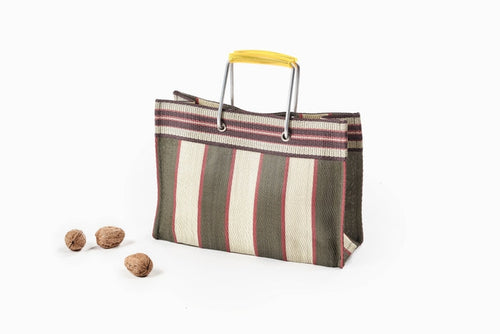 BAG BADA METAL HANDLE GREEN AND WHITE