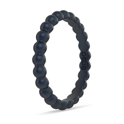 Beaded Stackable Silicone Ring - Metallic Deep Navy
