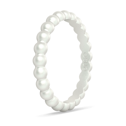 Beaded Stackable Silicone Ring - Metallic Pearl