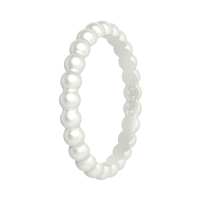 Beaded Stackable Silicone Ring - Metallic Pearl