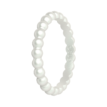 Beaded Stackable Silicone Ring - Metallic Pearl