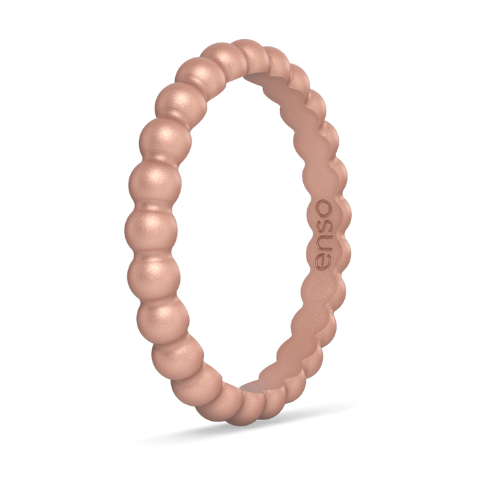Beaded Stackable Silicone Ring - Metallic Rose Gold
