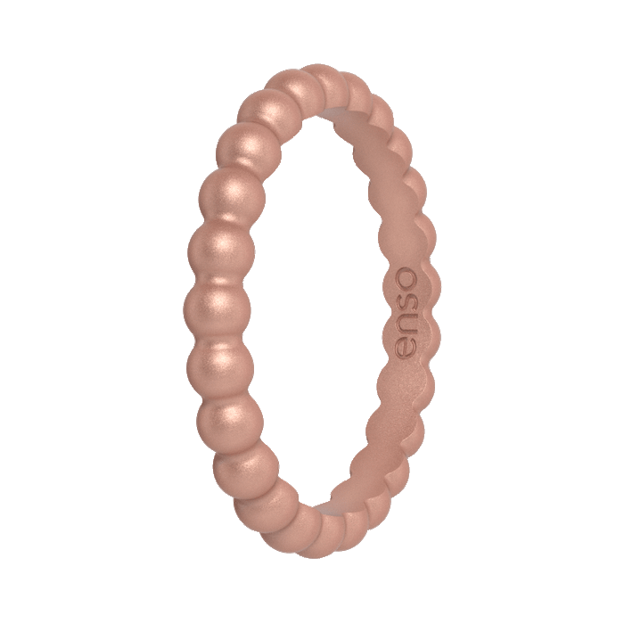 Beaded Stackable Silicone Ring - Metallic Rose Gold