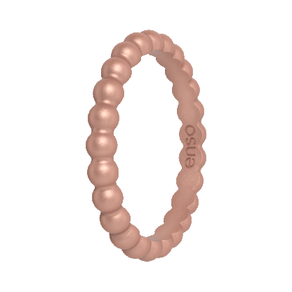 Beaded Stackable Silicone Ring - Metallic Rose Gold