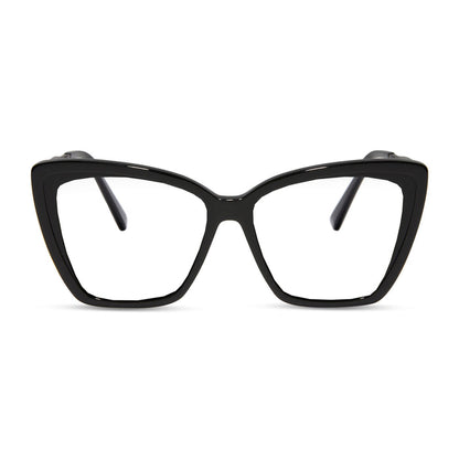 diff eyewear featuring the becky ii cat eye blue light technology glasses with a black frame front view