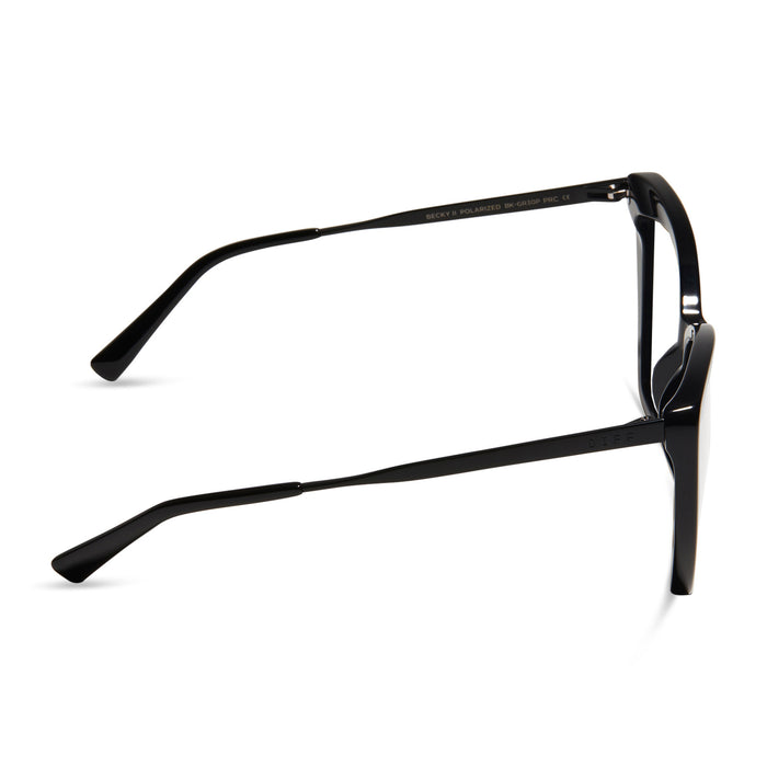 diff eyewear featuring the becky ii cat eye blue light technology glasses with a black frame side view