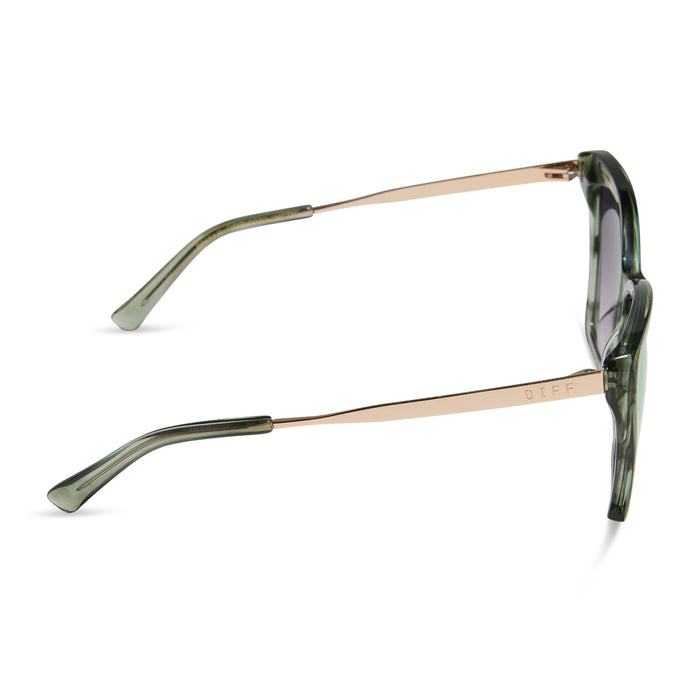 diff eyewear featuring the becky ii cat eye sunglasses with a cool matcha green frame and cool matcha mirror lenses side view
