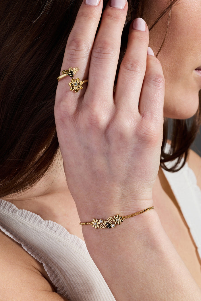 Bee & Daisy Cluster Bolo Bracelet