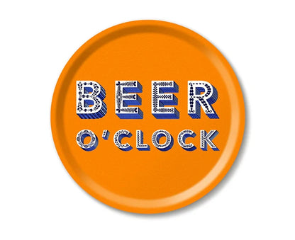 BEER O CLOCK ROUND ORANGE TRAY