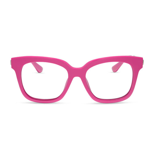 diff eyewear featuring the bella xs square prescription glasses with a bright pink frame front view