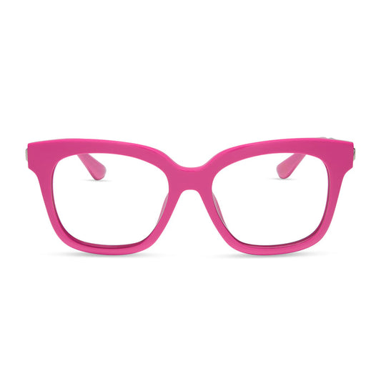 diff eyewear featuring the bella xs square prescription glasses with a bright pink frame front view