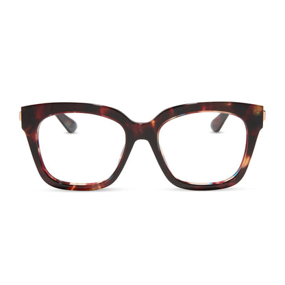 diff eyewear featuring the bella xs square prescription glasses with a confetti tortoise frame front view