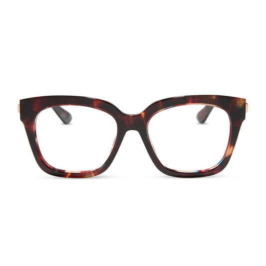 diff eyewear featuring the bella xs square prescription glasses with a confetti tortoise frame front view