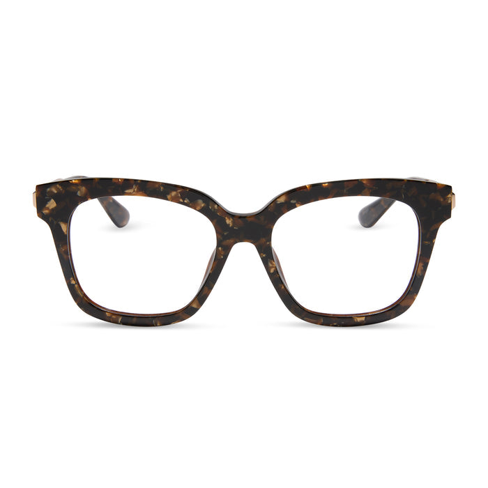 diff eyewear bella xs square glasses with a glitter tortoise frame front view