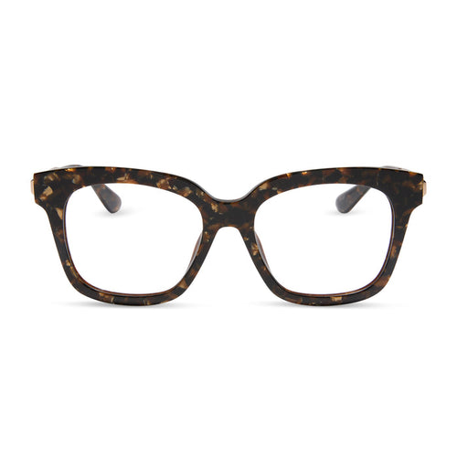 diff eyewear bella xs square glasses with a glitter tortoise frame front view