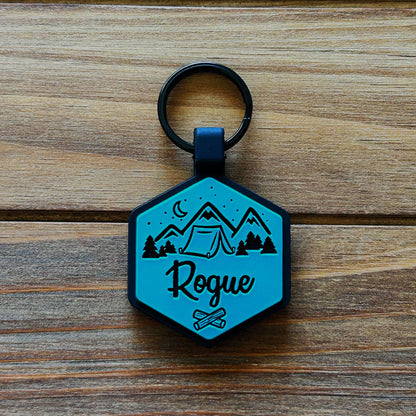 Besties Pets - Happy Camper Silicone Dog ID Tag - Dog.Dog.Cat.