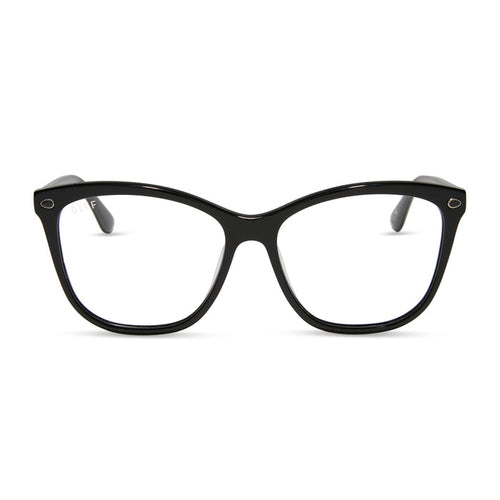 yellowstone x diff eyewear featuring the beth iii cat eye prescription glasses in black front view