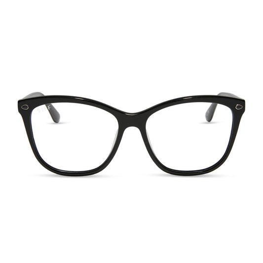 yellowstone x diff eyewear featuring the beth iii cat eye prescription glasses in black front view