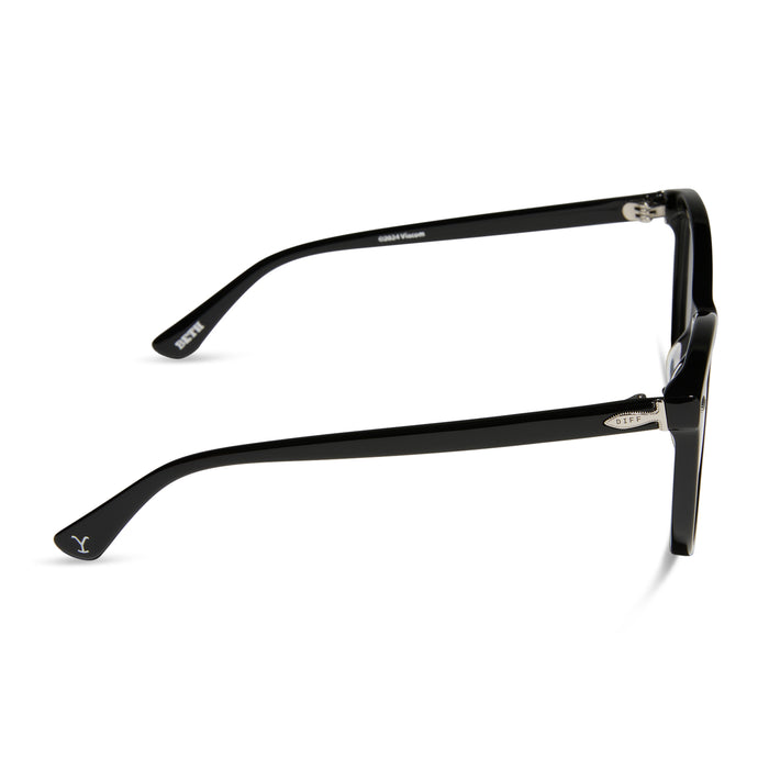 yellowstone x diff eyewear featuring the beth iii cat eye prescription glasses in black side view