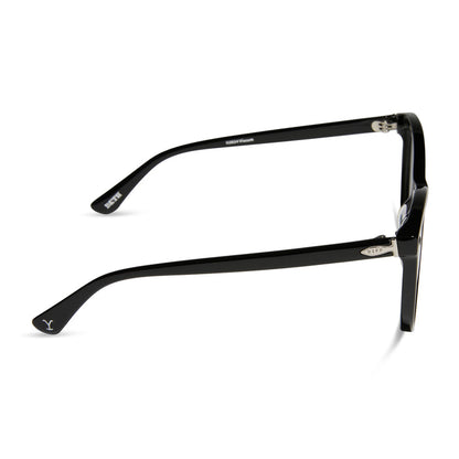 yellowstone x diff eyewear featuring the beth iii cat eye prescription glasses in black side view