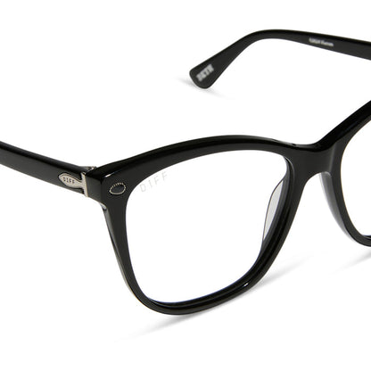 yellowstone x diff eyewear featuring the beth iii cat eye prescription glasses in black detailed view