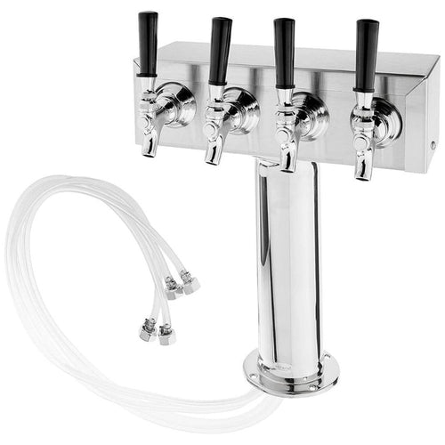 Bev Rite Stainless Steel 4 Faucets Draft Beer Kegerator T Tower