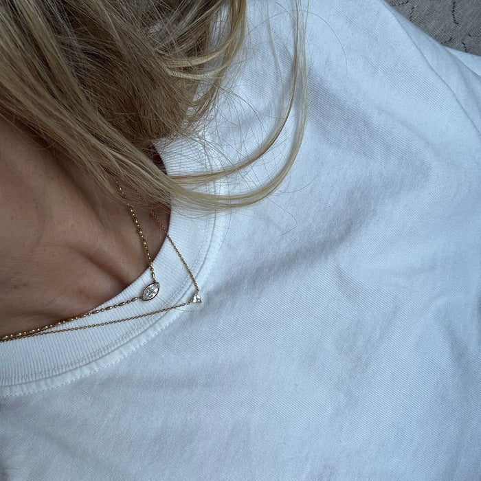 Bezel Marquise Floating Necklace