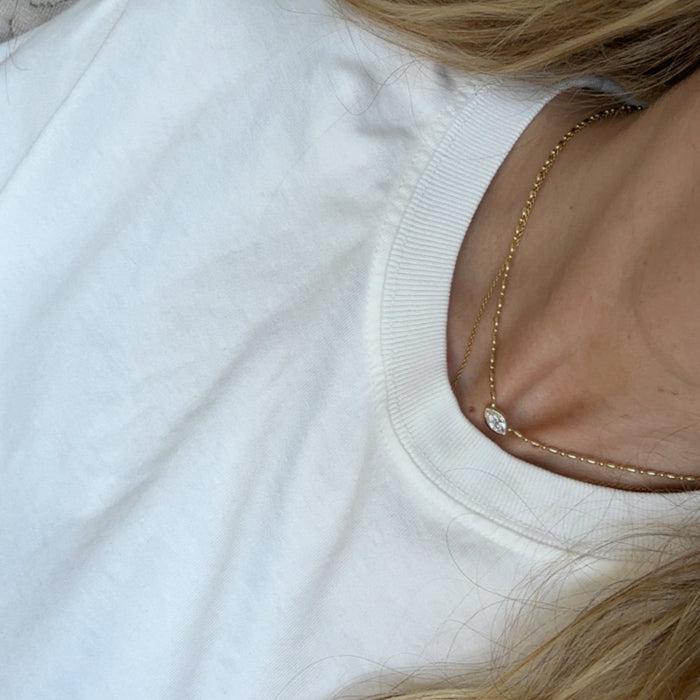 Bezel Marquise Floating Necklace