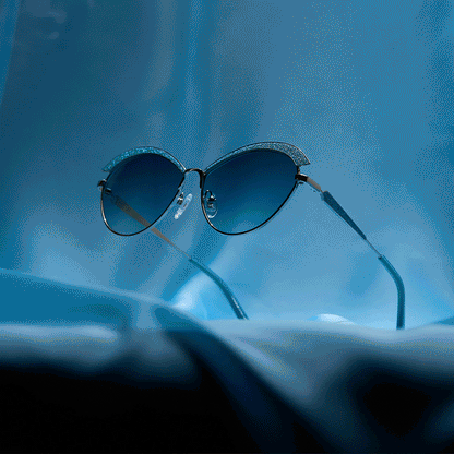 BIANCA BARCLAY - GLITTERY SIREN TEAL + SILVER + TEAL TO GREY SUNGLASSES
