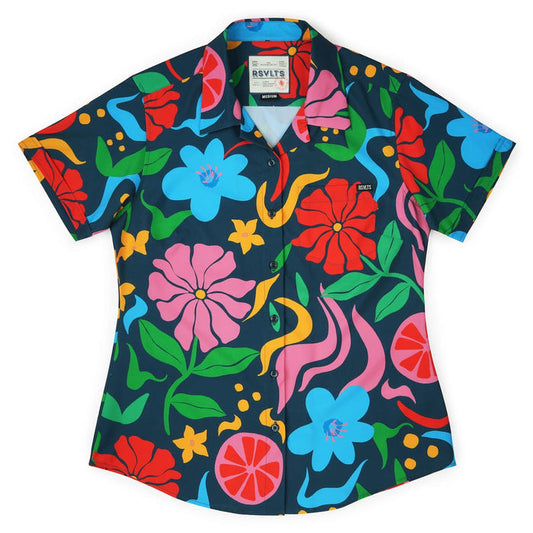 RSVLTS XS RSVLTS Women's Short Sleeve Shirt BIG Groovy Garden – Women's KUNUFLEX Short Sleeve Shirt BIG Groovy Garden – Women's KUNUFLEX Short Sleeve Shirt
