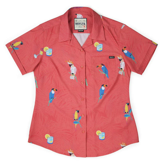 RSVLTS XS RSVLTS Women's Short Sleeve Shirt BIG Tropical Flocktails – Women's KUNUFLEX Short Sleeve Shirt BIG Tropical Flocktails – Women's KUNUFLEX Short Sleeve Shirt