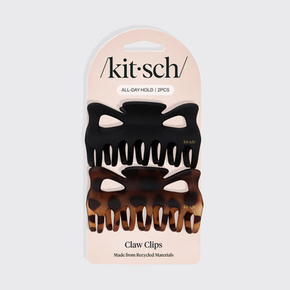 KITSCH Black & Tort Claw Clips 2pc Set Large - packaging flat lay