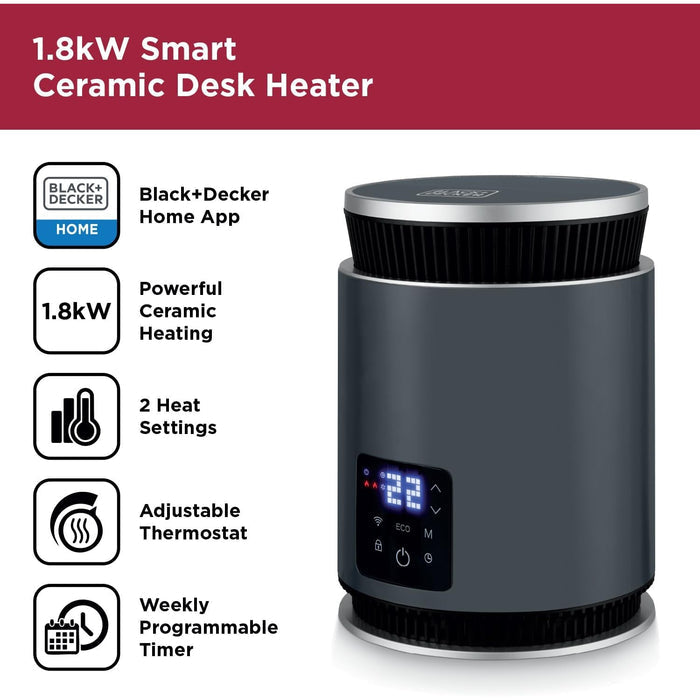 Black and Decker BLACK+DECKER Smart Ceramic Heater Black 1800W – view 2