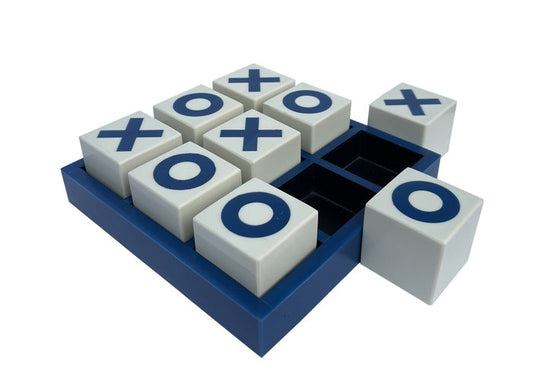 BLUE/CREAM RESIN TIC TAC TOE GAME