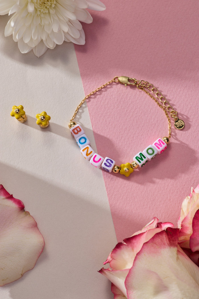 'Bonus Mom' Alphabet Bead Linear Bracelet
