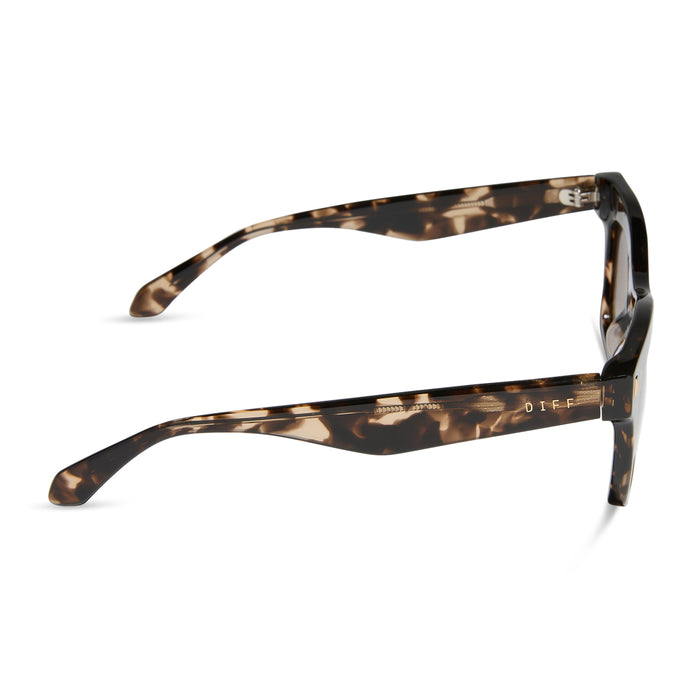 diff eyewear featuring the bradley cat eye sunglasses with a espresso tortoise frame and brown gradient polarized lenses side view
