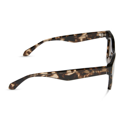 diff eyewear featuring the bradley cat eye sunglasses with a espresso tortoise frame and brown gradient polarized lenses side view