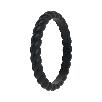 Braided Stackable Silicone Ring - Metallic Black