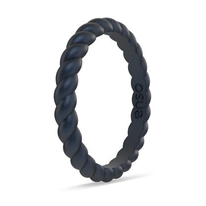 Braided Stackable Silicone Ring - Metallic Deep Navy