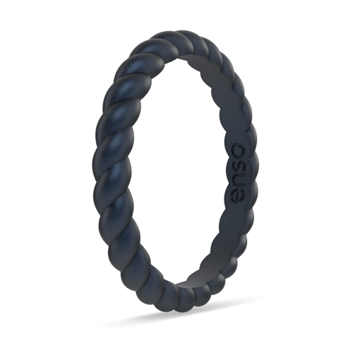 Braided Stackable Silicone Ring - Metallic Deep Navy