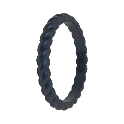Braided Stackable Silicone Ring - Metallic Deep Navy