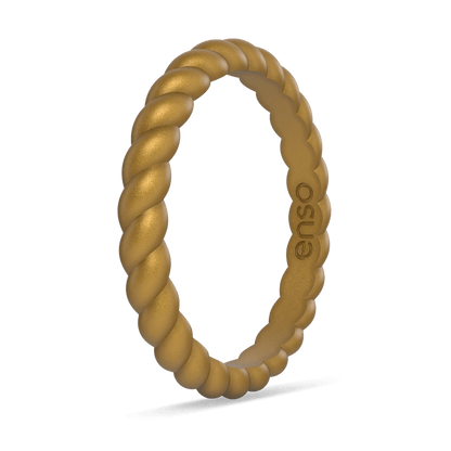 Braided Stackable Silicone Ring - Metallic Gold