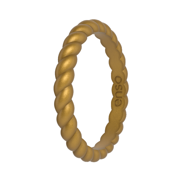 Braided Stackable Silicone Ring - Metallic Gold