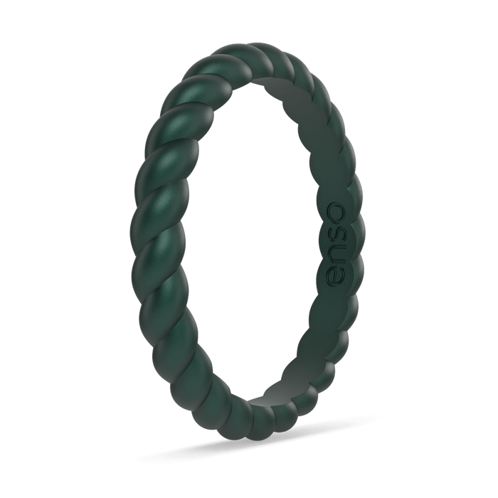 Braided Stackable Silicone Ring - Metallic Green