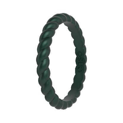 Braided Stackable Silicone Ring - Metallic Green