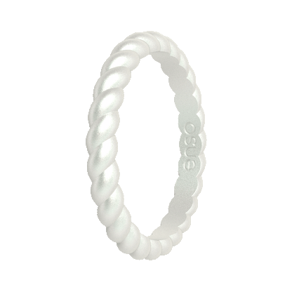 Braided Stackable Silicone Ring - Metallic Pearl