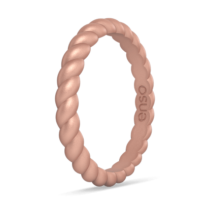 Braided Stackable Silicone Ring - Metallic Rose Gold