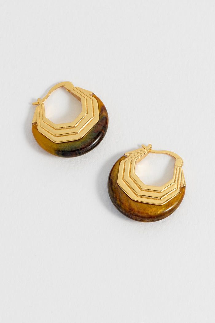 Brown Half Moon Hinge Hoops