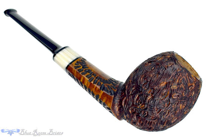 Blue Room Briars is proud to present this C. Kent Joyce Carved Wideshank Cutty with Ivorite